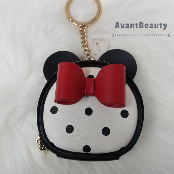 Disney kate spade new york minnie mouse coin purse Key Fob Black Polka Dot White - Picture 6 of 9